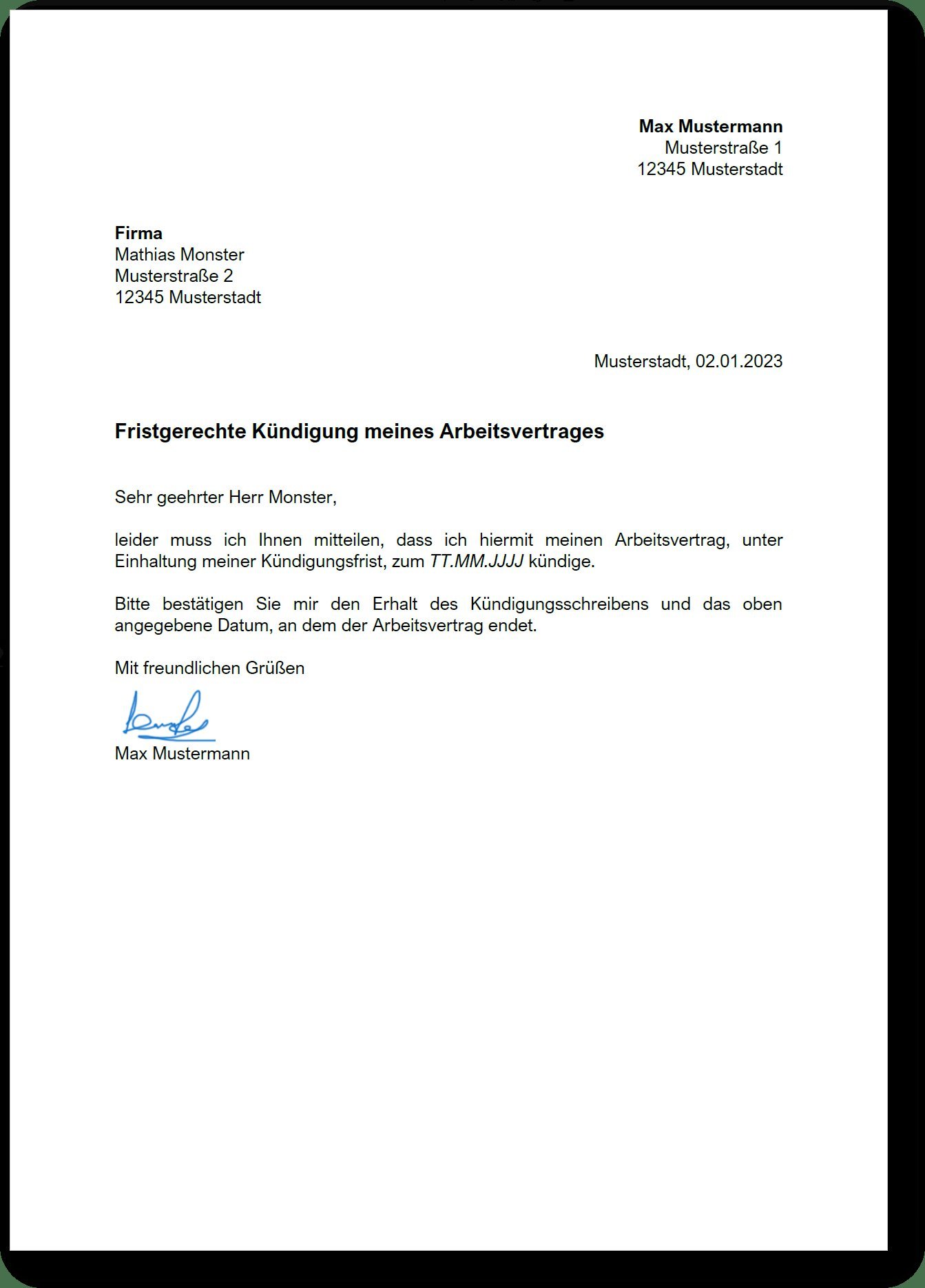 An wen richte ich meine Kündigung?