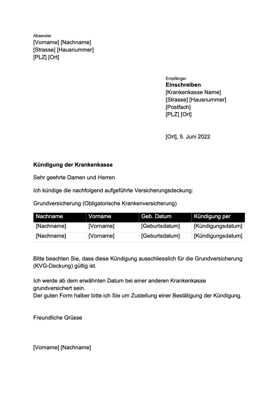 Die gesetzliche krankenversicherung kündigen frist bei einem Wechsel der Krankenkasse