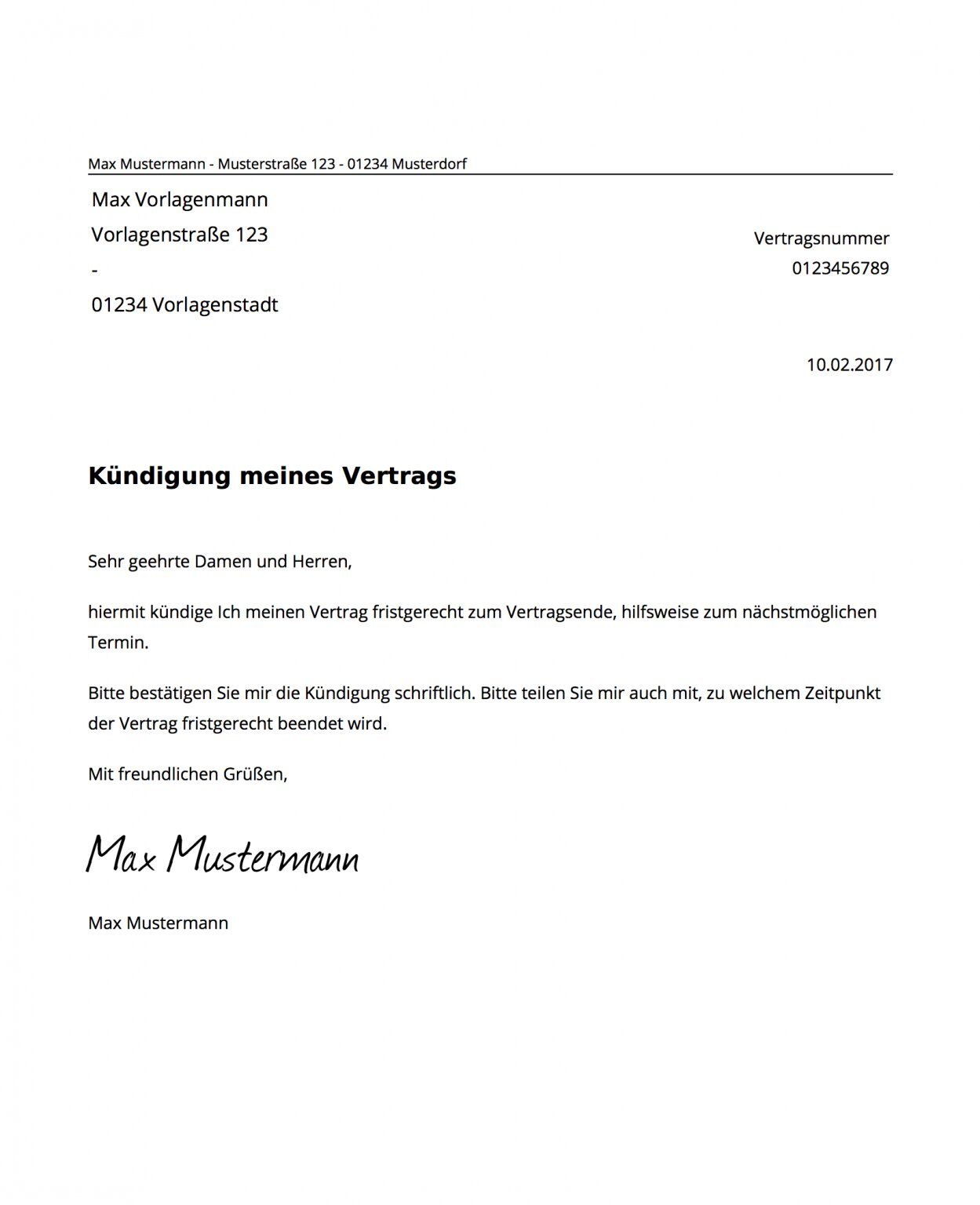 Die richtige Adresse für die Kündigung