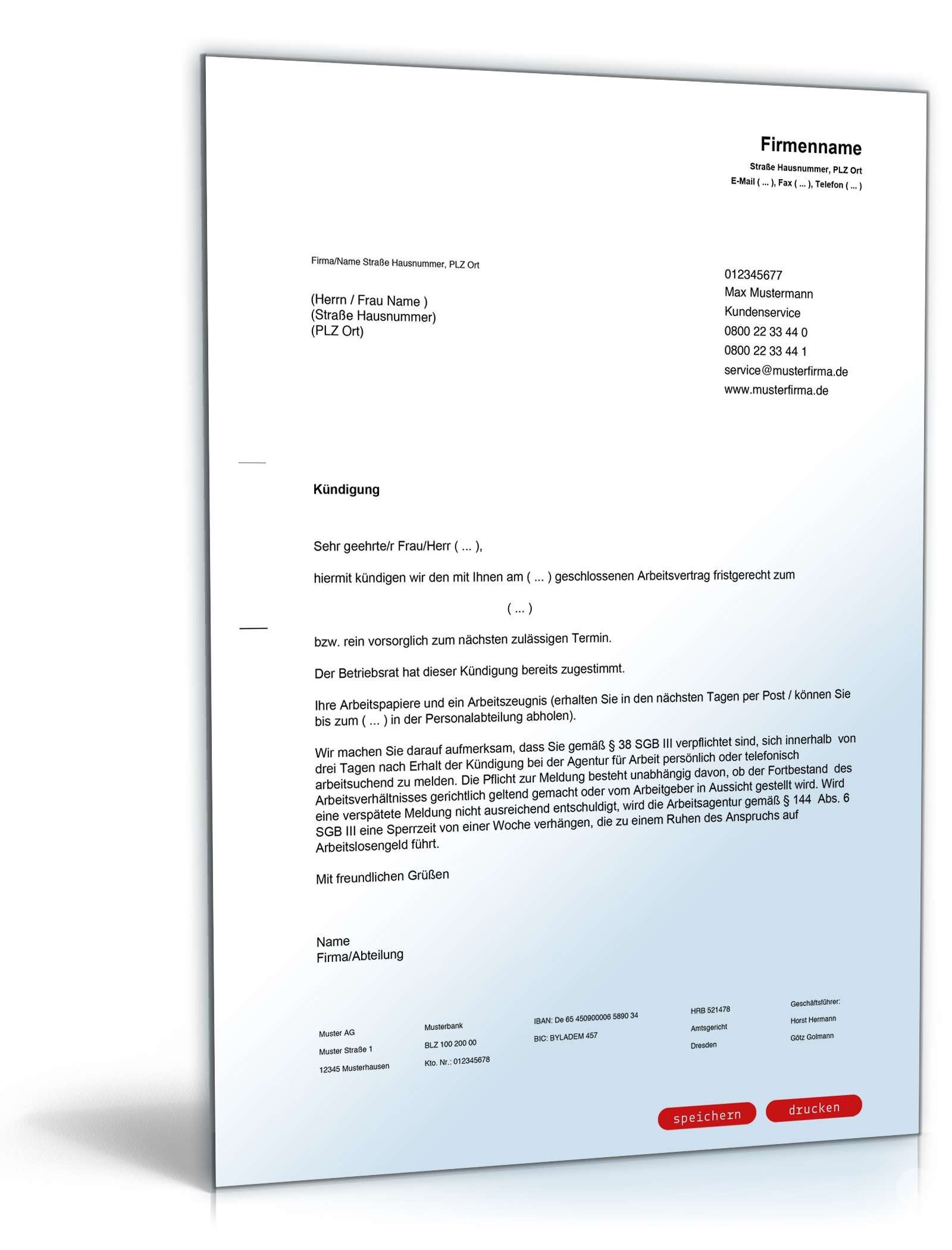 Kündigung schriftlich einreichen