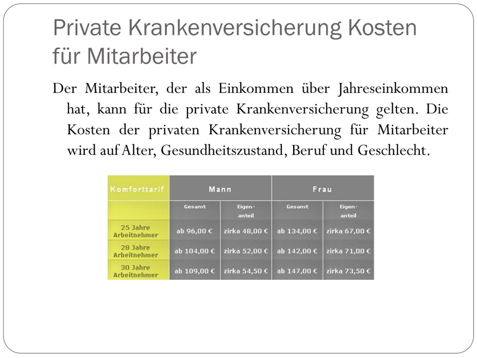 Leistungsumfang der privaten Krankenversicherung