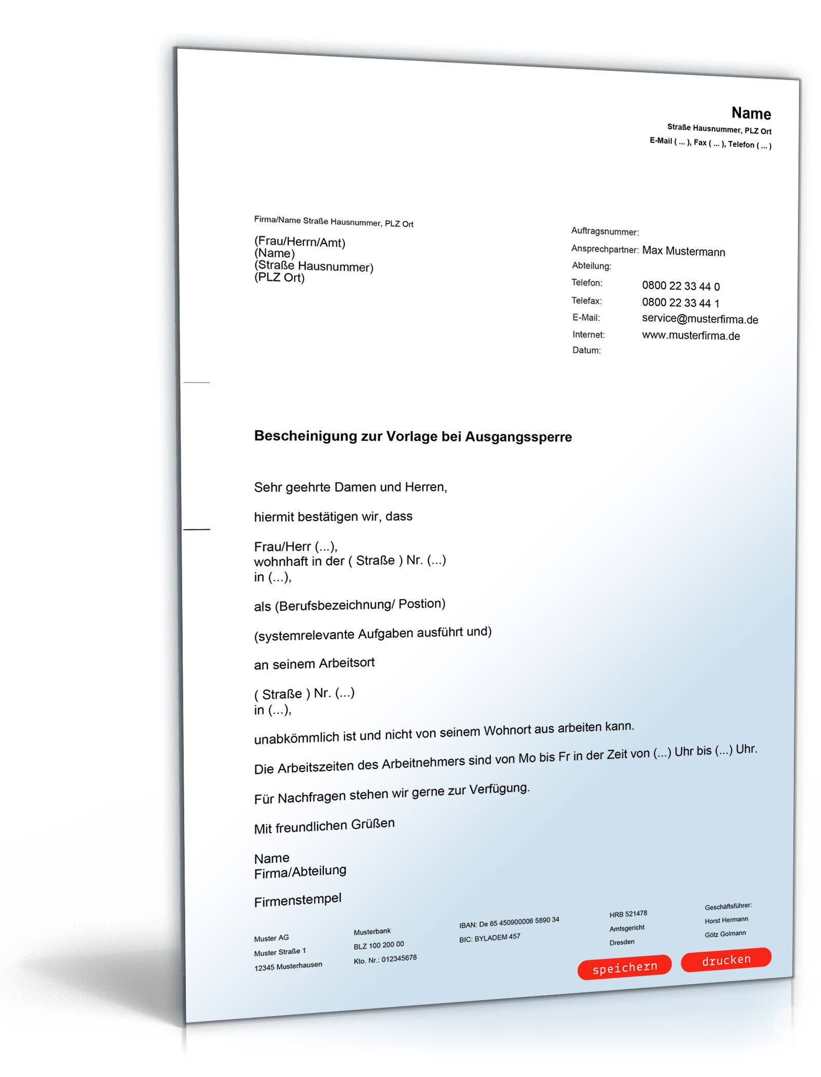 Nachweis über die Beschäftigung