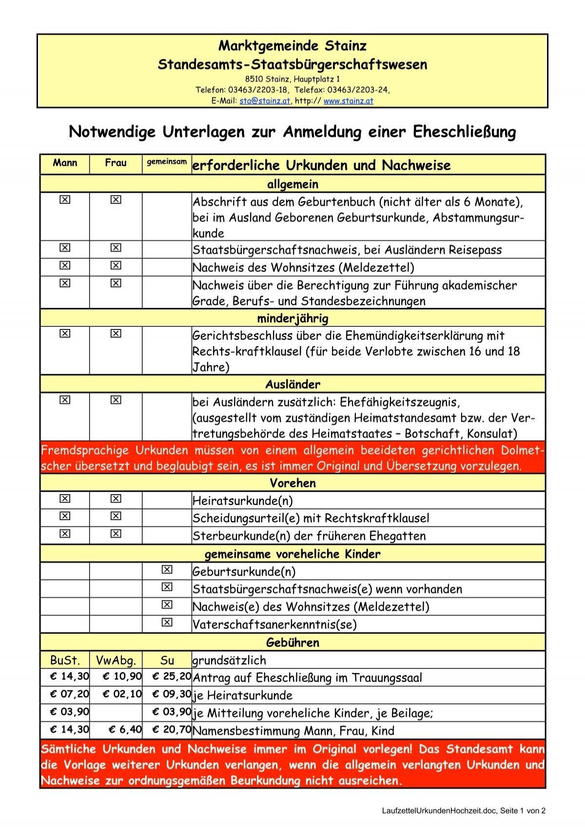 Notwendige Unterlagen zusammenstellen