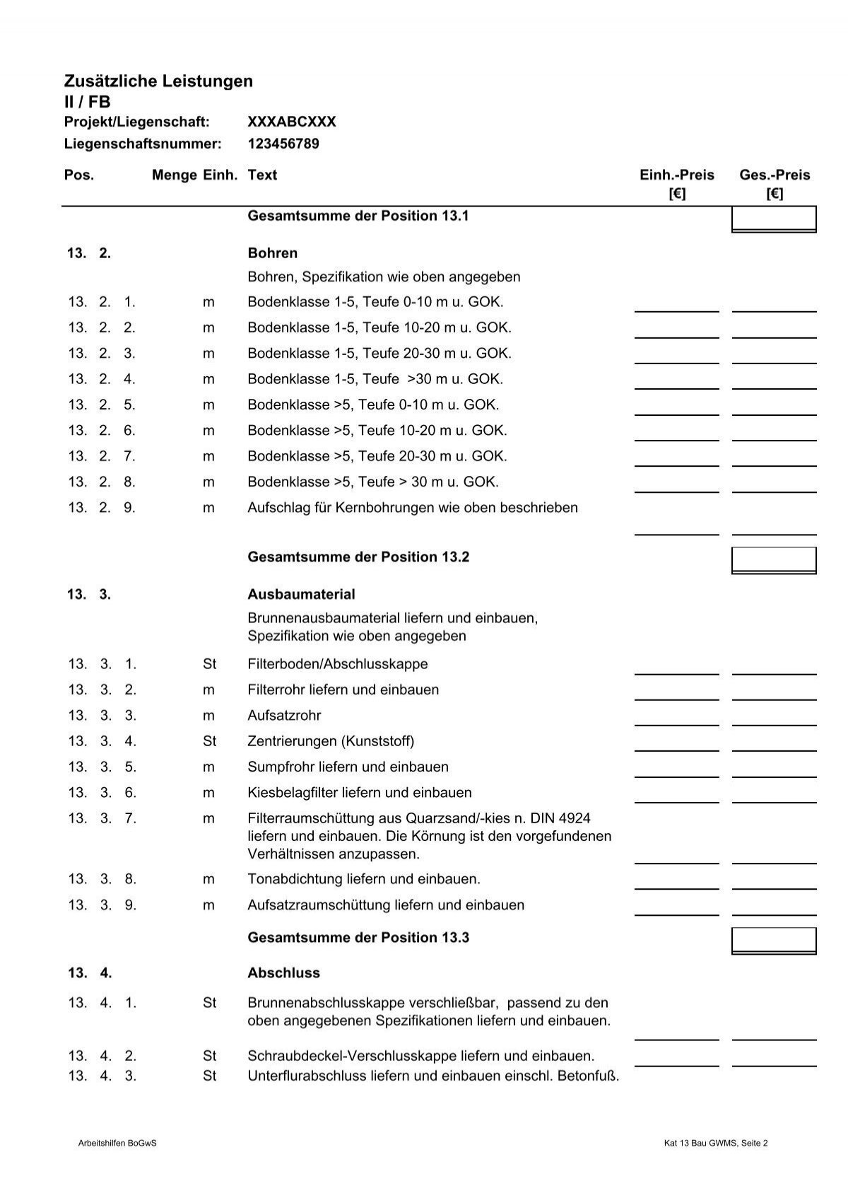 Zusätzliche Leistungen
